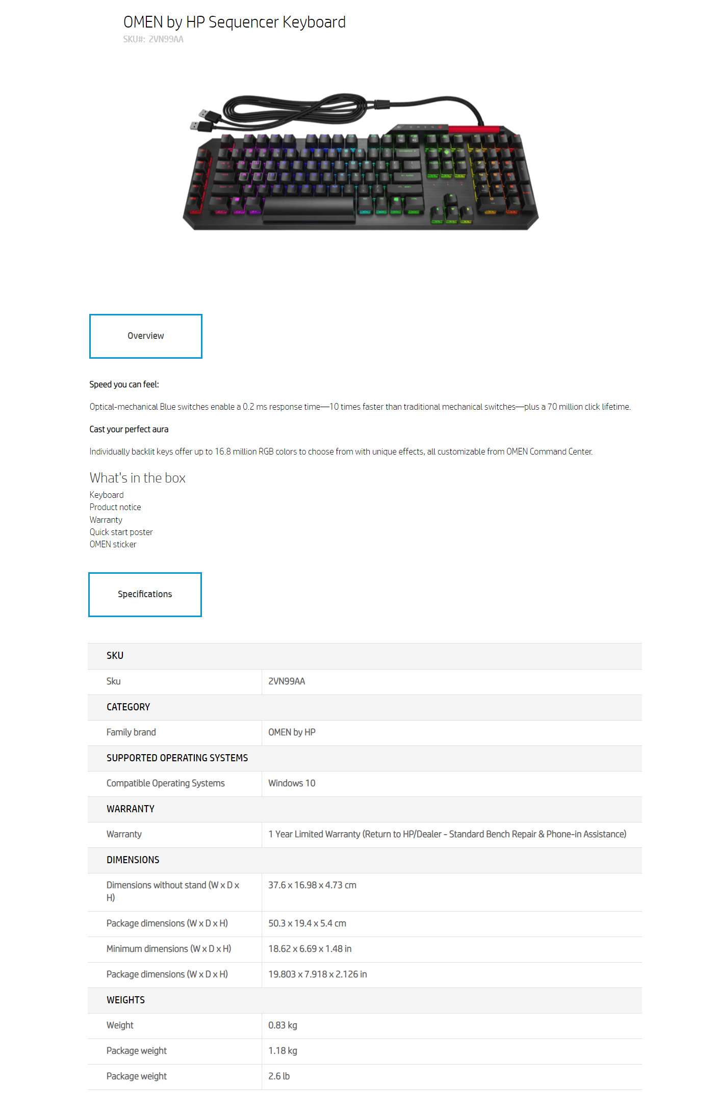  Buy Online HP OMEN Sequencer Keyboard (2VN99AA)