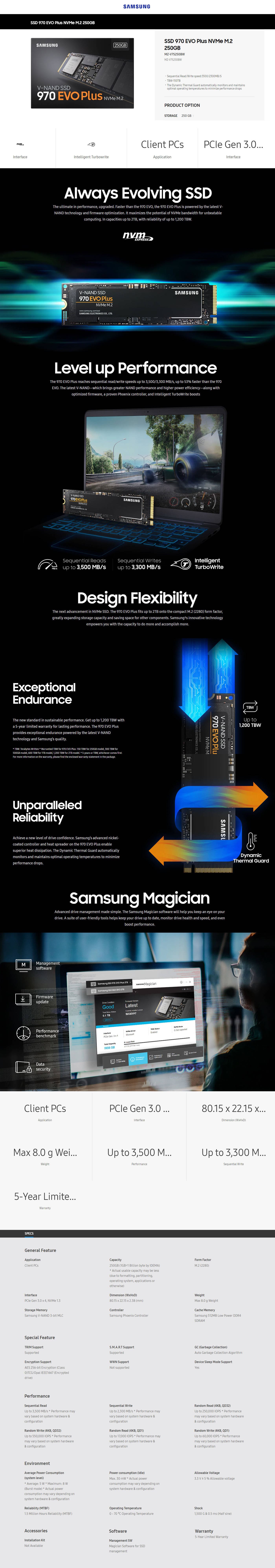 Samsung 970 EVO Plus MZ-V7S250BW - SSD - 250 Go - PCIe 3.0 x4