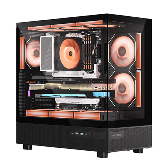 Ant Esports Crystal X6 ATX Computer Case with Type C Black