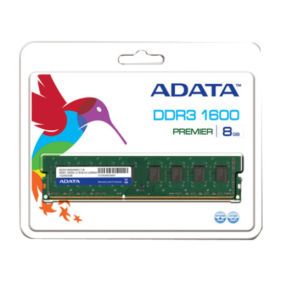 Adata 8GB DDR3 1600 240 Pin Unbuffered DIMM Desktop Memory (AD3U1600W8G11-R)