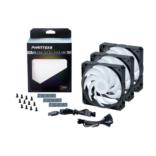 Phanteks SK 120mm PWM Fan 3 Pack - Black (PH-F120SK-DRGB-PWM-3P)