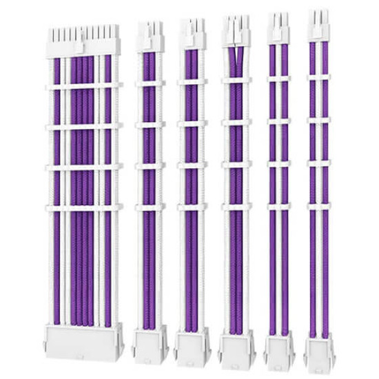 Antec Sleeved Extension Cable Kit - Purple-White (PSUSCW30-205-P-W)