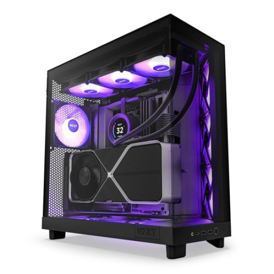 NZXT H6 Flow RGB Compact Dual-Chamber Mid-Tower Airflow Case with RGB Fans Black (CC-H61FB-R1)